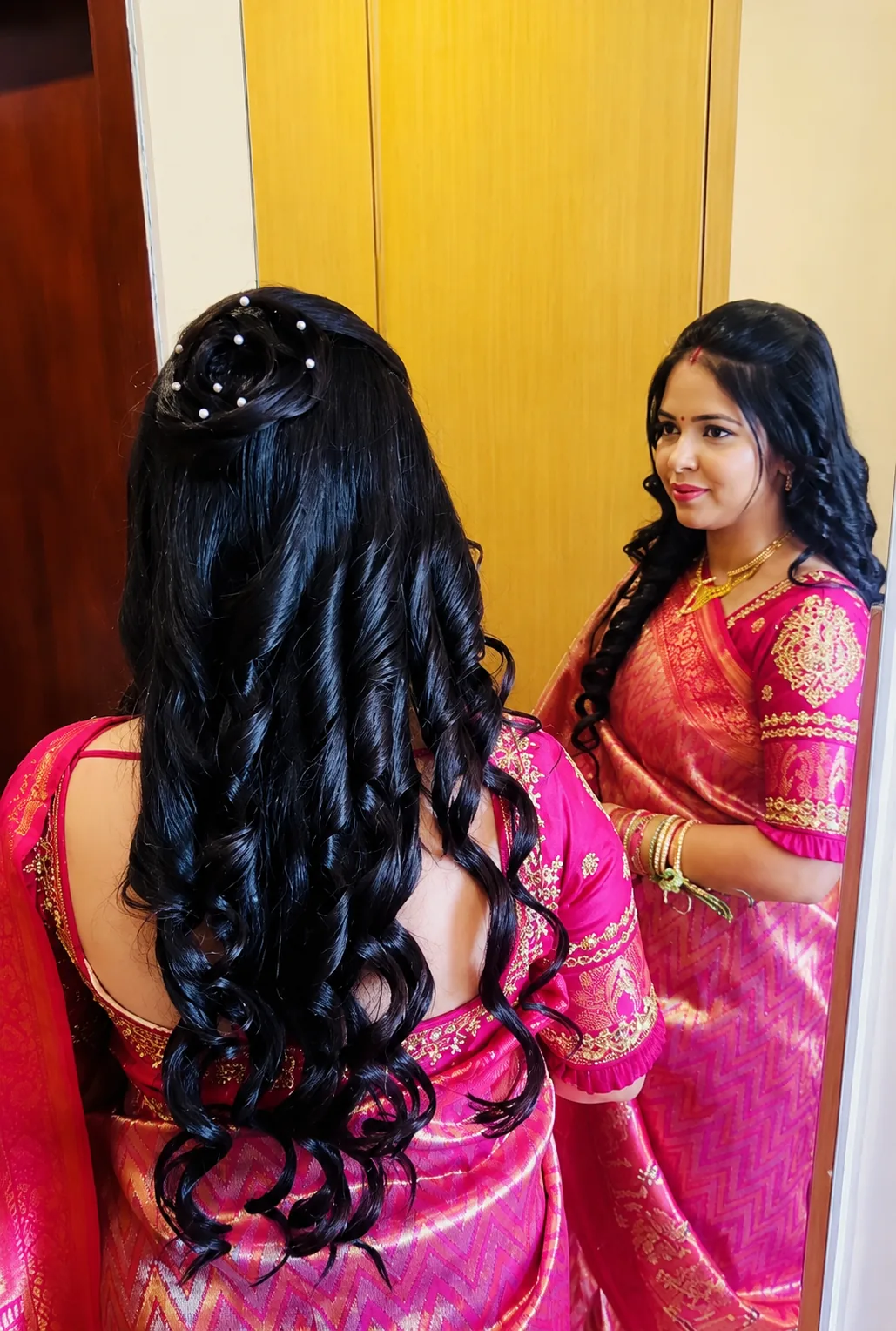 Bridal eye makeup with defined before-and-after contrast