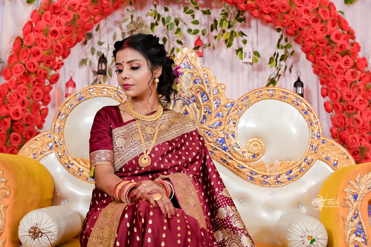 Soft glam bridal portrait with balanced tones